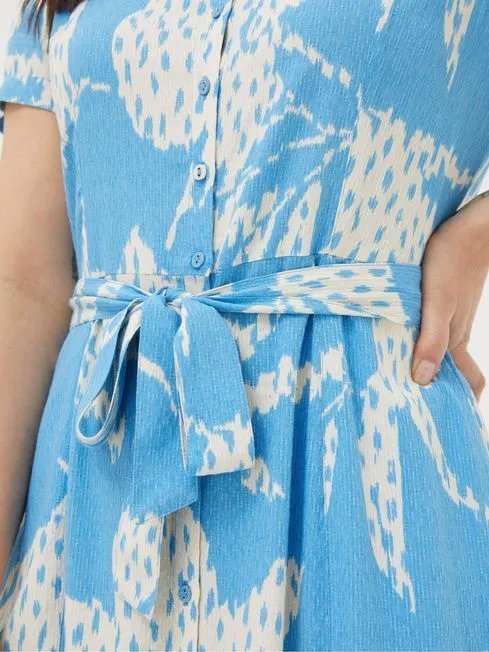 Women Fatface Midi Dresses Blue Aster Textured Leaves Midi Dress Women Fatface Midi Dresses Blue Aster Textured Leaves Midi Dress