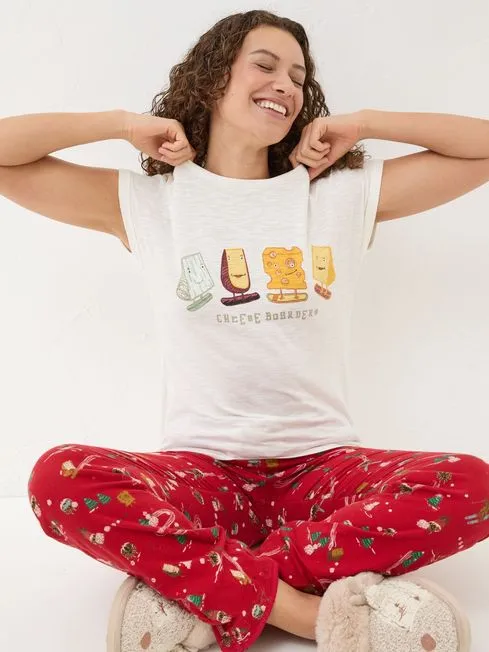 Women Fatface Pajamas and Nightwear Cheese Boarders Ivory Graphic Pyjama Top Women Fatface Pajamas and Nightwear Cheese Boarders Ivory Graphic Pyjama Top