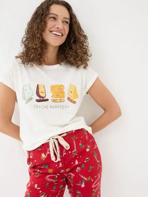 Women Fatface Pajamas and Nightwear Cheese Boarders Ivory Graphic Pyjama Top Women Fatface Pajamas and Nightwear Cheese Boarders Ivory Graphic Pyjama Top
