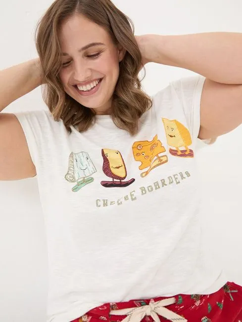 Women Fatface Pajamas and Nightwear Cheese Boarders Ivory Graphic Pyjama Top Women Fatface Pajamas and Nightwear Cheese Boarders Ivory Graphic Pyjama Top