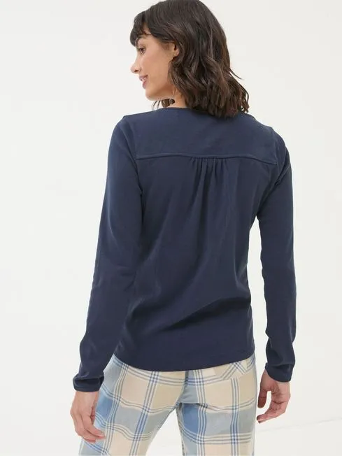 Women Fatface Pajamas and Nightwear Lila Navy Henley Pyjama Top