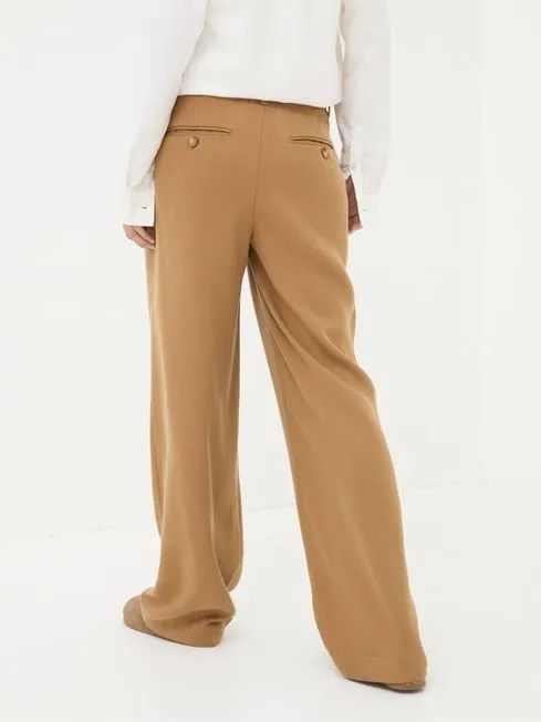 Women Fatface Pants and Leggings Dark Natural Ginger Wide Leg Drape Trousers