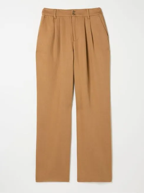Women Fatface Pants and Leggings Dark Natural Ginger Wide Leg Drape Trousers