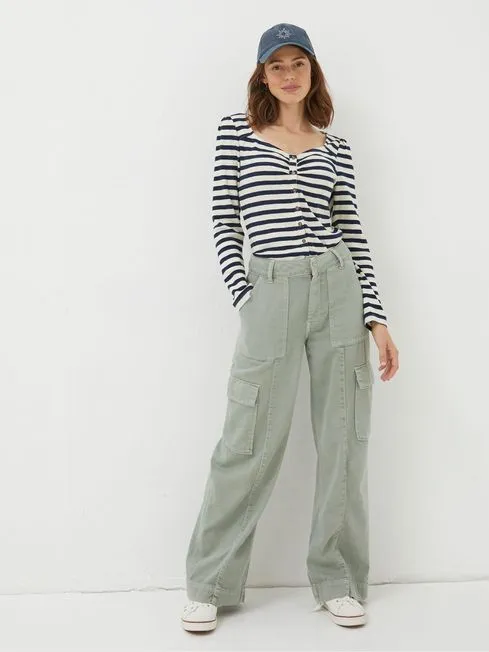 Women Fatface Pants and Leggings Green Belted Cargo Trousers