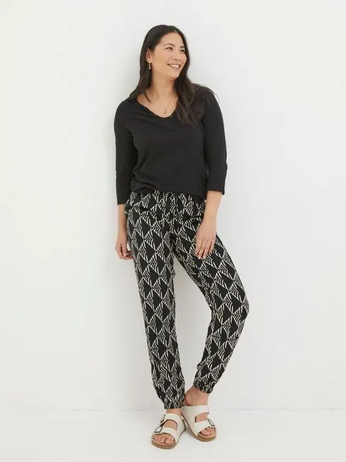 Women Fatface Pants and Leggings Lyme Black Mono Geo Trousers