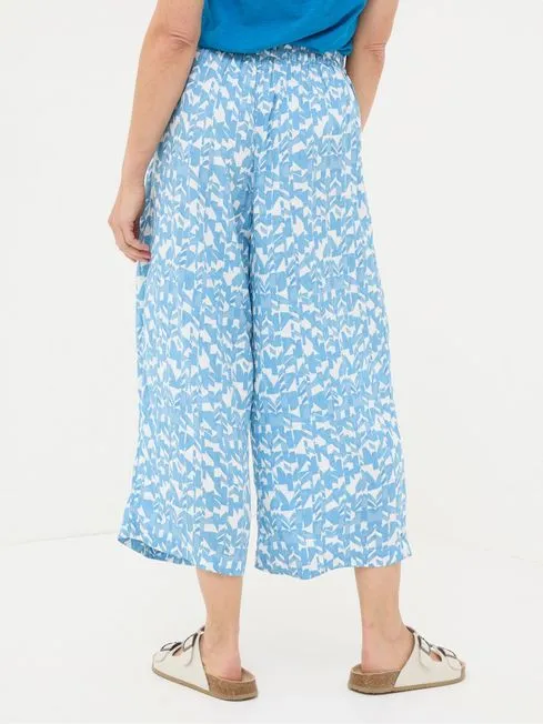 Women Fatface Pants and Leggings Shirwell Blue Med Geo Cropped Trousers