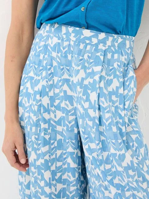 Women Fatface Pants and Leggings Shirwell Blue Med Geo Cropped Trousers