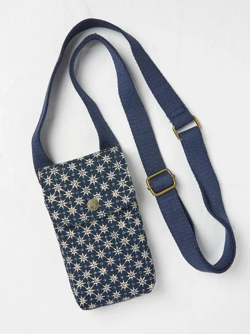 Women Fatface Phone Bags Blue Canvas Phone Bag