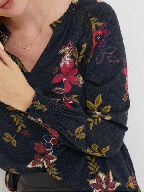 Women Fatface Shirts and Blouses Black Florence Dotted Floral Top Women Fatface Shirts and Blouses Black Florence Dotted Floral Top