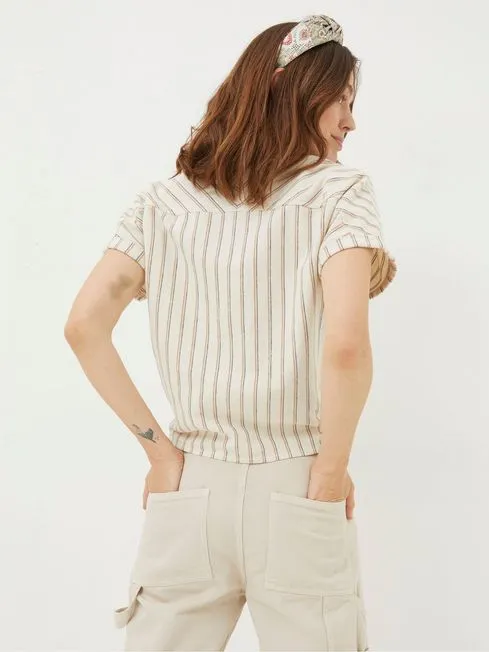Women Fatface Shirts and Blouses Cali Natural Linen Blend Shirt Women Fatface Shirts and Blouses Cali Natural Linen Blend Shirt