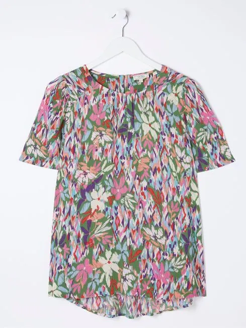 Women Fatface Shirts and Blouses Lyndy Green Expressive Floral Blouse Women Fatface Shirts and Blouses Lyndy Green Expressive Floral Blouse