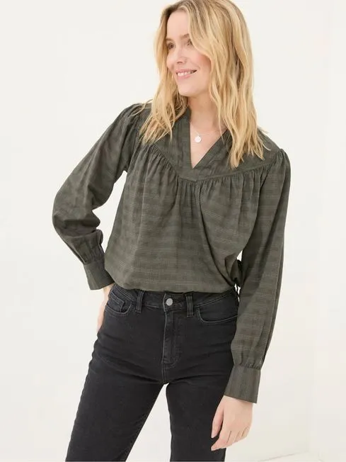 Women Fatface Shirts and Blouses Mathilde Khaki Green Blouse
