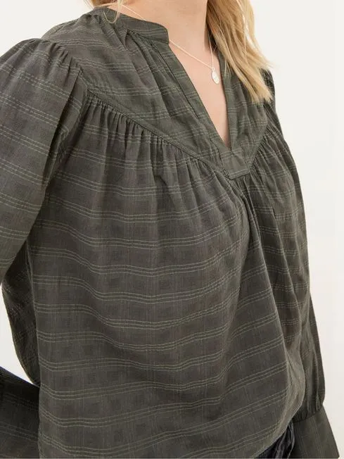 Women Fatface Shirts and Blouses Mathilde Khaki Green Blouse Women Fatface Shirts and Blouses Mathilde Khaki Green Blouse