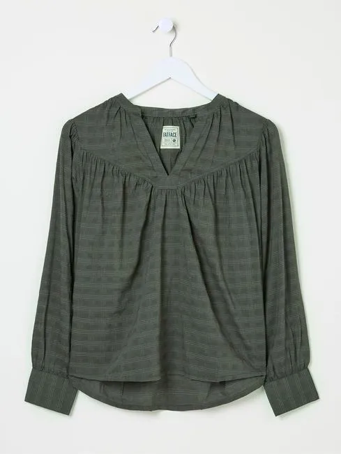Women Fatface Shirts and Blouses Mathilde Khaki Green Blouse Women Fatface Shirts and Blouses Mathilde Khaki Green Blouse