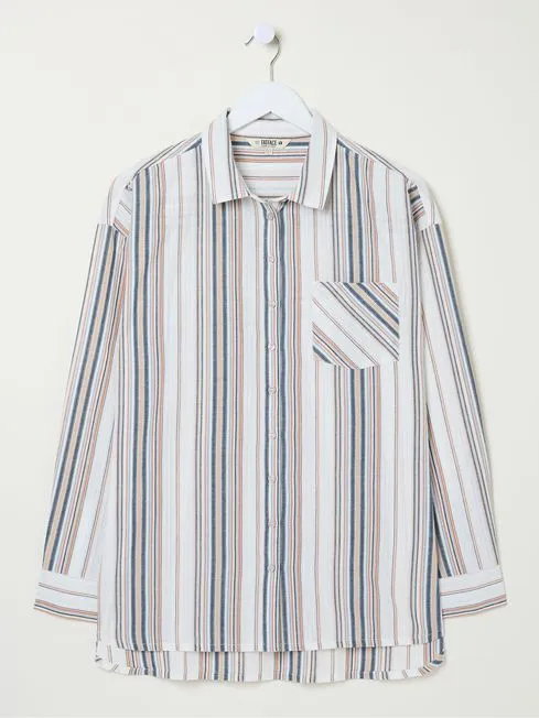 Women Fatface Shirts and Blouses Multi 100 Cotton Carolin Stripe Shirt