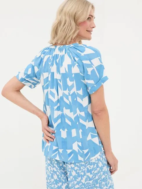 Women Fatface Shirts and Blouses Willow Blue Med Geo Blouse