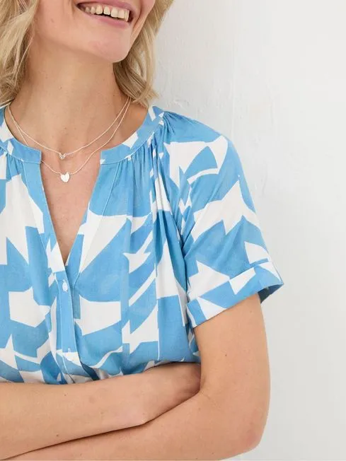Women Fatface Shirts and Blouses Willow Blue Med Geo Blouse