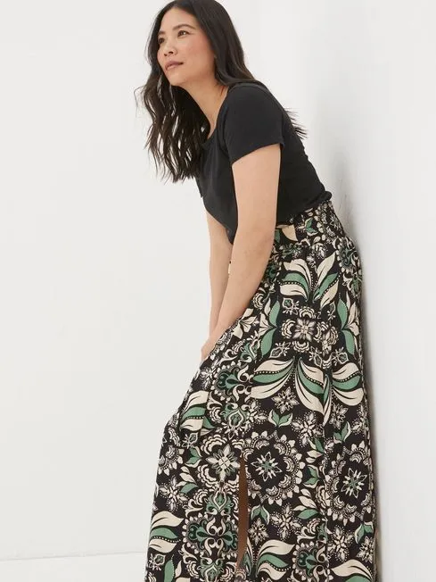 Women Fatface Skirts Black Sascha Mosaic Leaf Midi Skirt Women Fatface Skirts Black Sascha Mosaic Leaf Midi Skirt