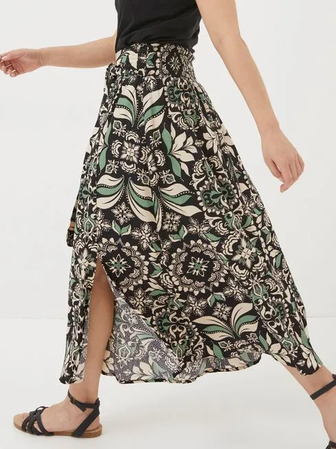 Women Fatface Skirts Black Sascha Mosaic Leaf Midi Skirt Women Fatface Skirts Black Sascha Mosaic Leaf Midi Skirt