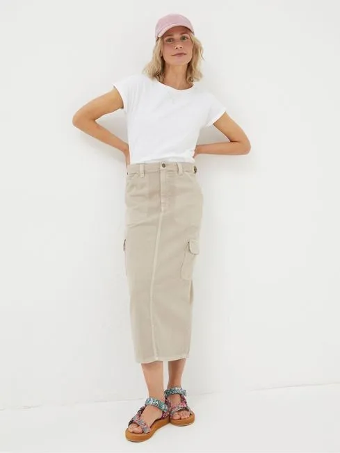 Women Fatface Skirts Candace Natural Cargo Midi Skirt Women Fatface Skirts Candace Natural Cargo Midi Skirt
