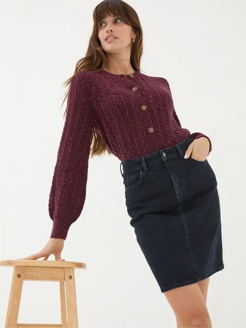 Women Fatface Skirts Hattie Dark Blue Denim Skirt