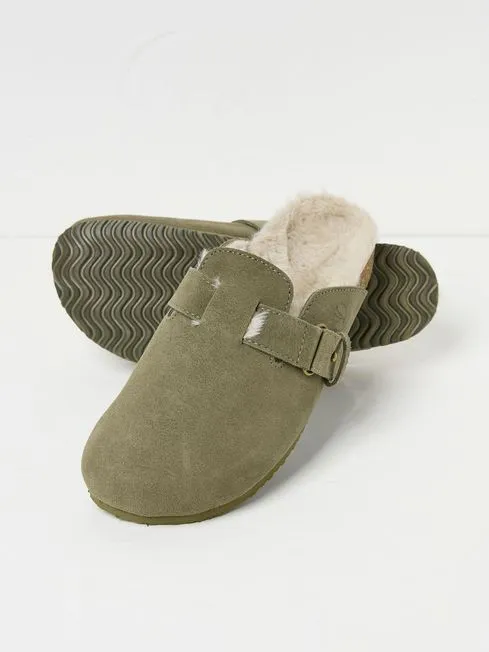 Women Fatface Slippers Elsie Khaki Green House Shoes Women Fatface Slippers Elsie Khaki Green House Shoes