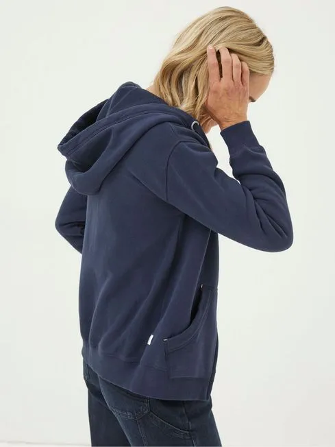 Women Fatface Sweatshirts and Hoodies Amy Navy Blue Zip Through Hoodie