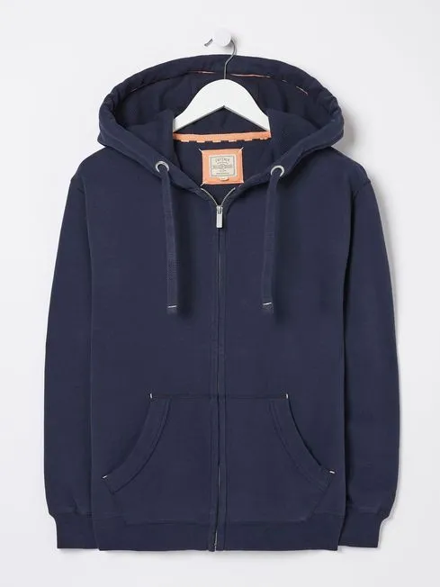 Women Fatface Sweatshirts and Hoodies Amy Navy Blue Zip Through Hoodie