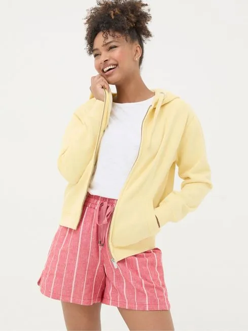 Women Fatface Sweatshirts and Hoodies Amy Yellow Zip Through Hoodie