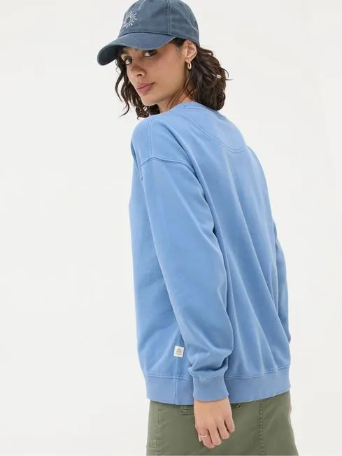 Women Fatface Sweatshirts and Hoodies Georgia Blue Cobalt Crew Sweatshirt