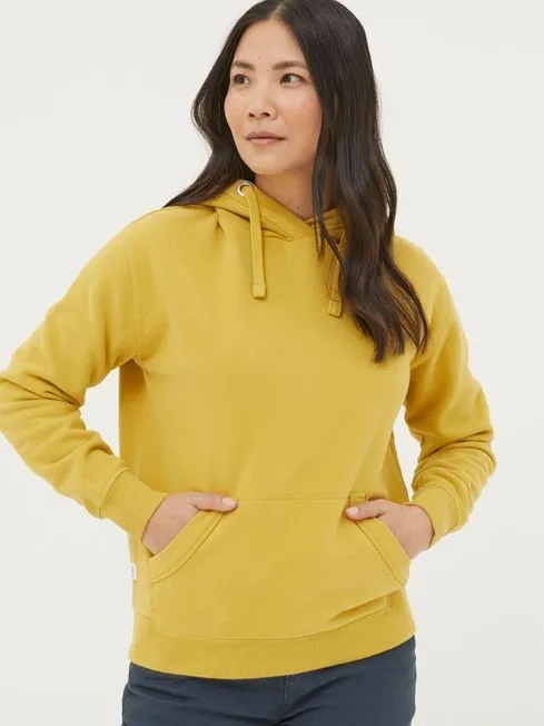 Women Fatface Sweatshirts and Hoodies Yellow Overhead Hoodie
