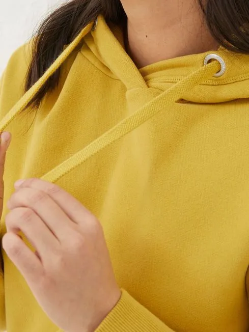 Women Fatface Sweatshirts and Hoodies Yellow Overhead Hoodie