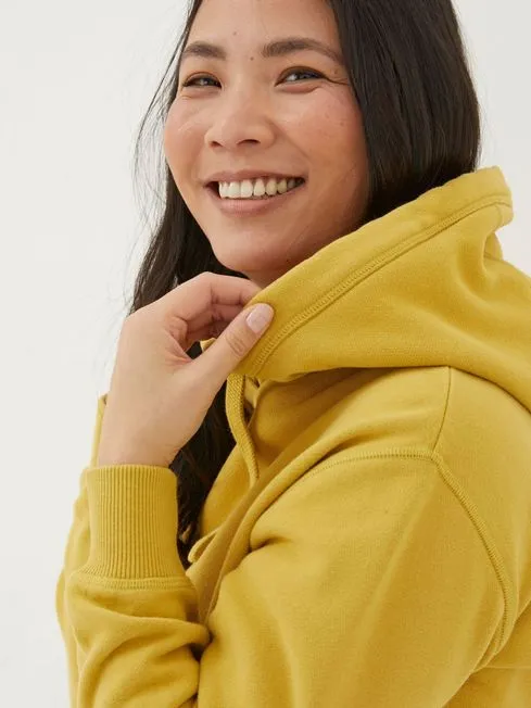 Women Fatface Sweatshirts and Hoodies Yellow Overhead Hoodie