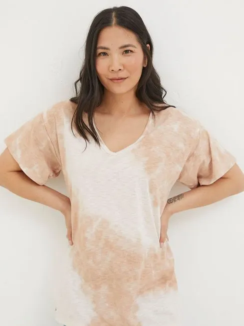 Women Fatface Tops and TShirts Abi Natural Tie Dye Tunic TShirt