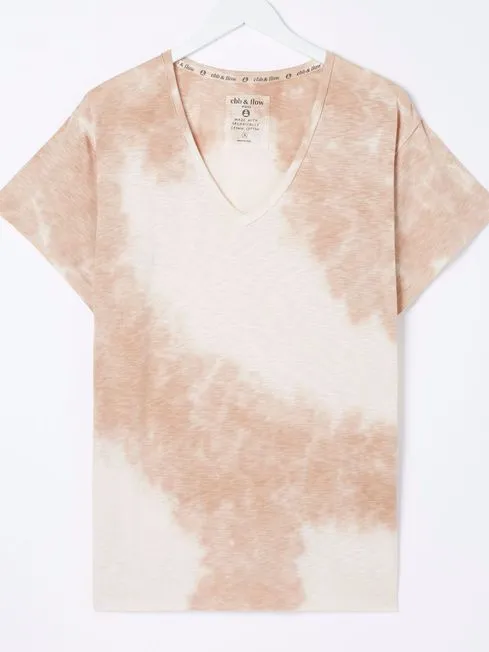 Women Fatface Tops and TShirts Abi Natural Tie Dye Tunic TShirt
