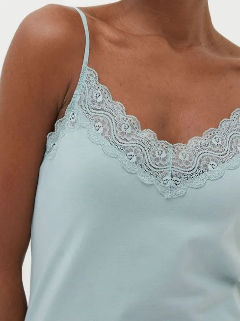 Women Fatface Tops and TShirts Green VNeck Lace Camisole