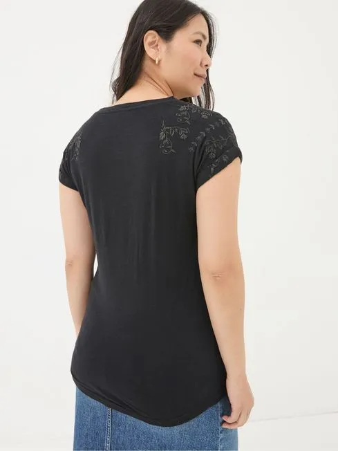 Women Fatface Tops and TShirts Ivy Black Embroidered TShirt Women Fatface Tops and TShirts Ivy Black Embroidered TShirt