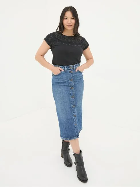 Women Fatface Tops and TShirts Ivy Black Embroidered TShirt Women Fatface Tops and TShirts Ivy Black Embroidered TShirt