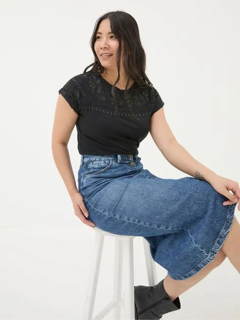Women Fatface Tops and TShirts Ivy Black Embroidered TShirt Women Fatface Tops and TShirts Ivy Black Embroidered TShirt
