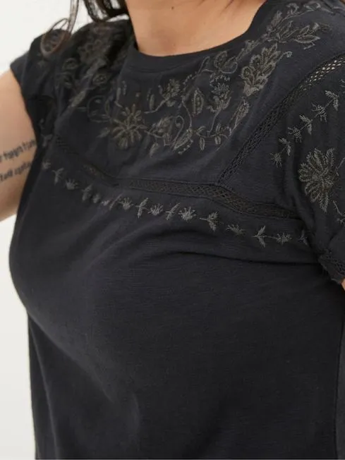 Women Fatface Tops and TShirts Ivy Black Embroidered TShirt Women Fatface Tops and TShirts Ivy Black Embroidered TShirt