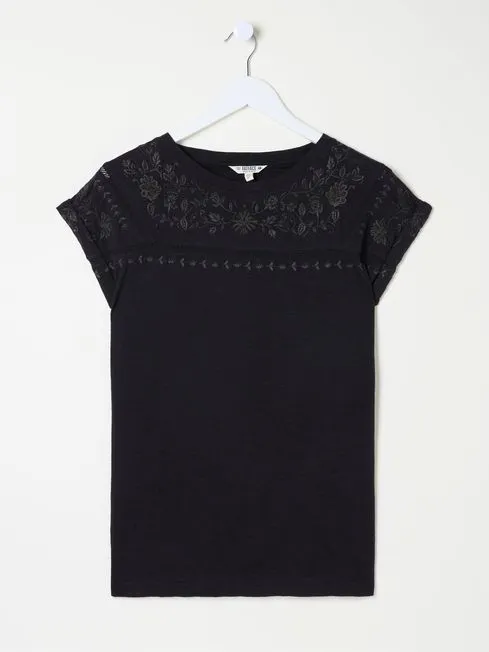 Women Fatface Tops and TShirts Ivy Black Embroidered TShirt Women Fatface Tops and TShirts Ivy Black Embroidered TShirt