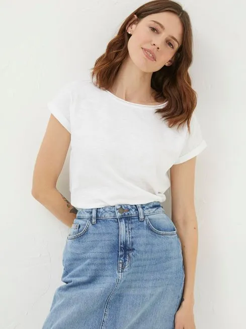 Women Fatface Tops and TShirts Ivy Organic Cotton White TShirt