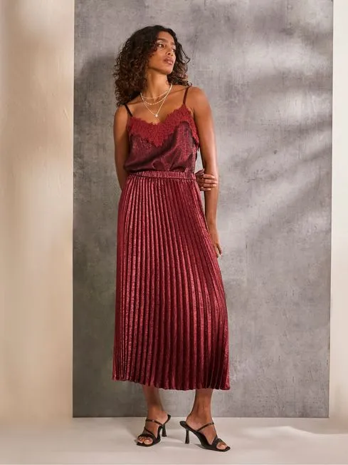 Women Fatface Tops and TShirts Lia Dark Red Metallic Cami