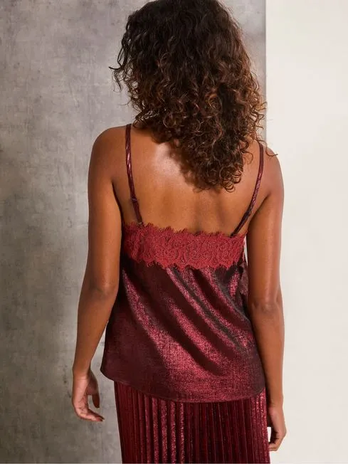 Women Fatface Tops and TShirts Lia Dark Red Metallic Cami