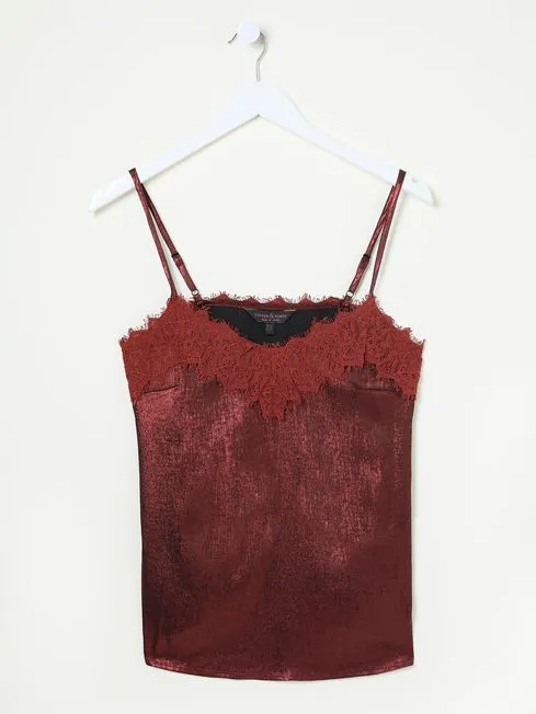 Women Fatface Tops and TShirts Lia Dark Red Metallic Cami