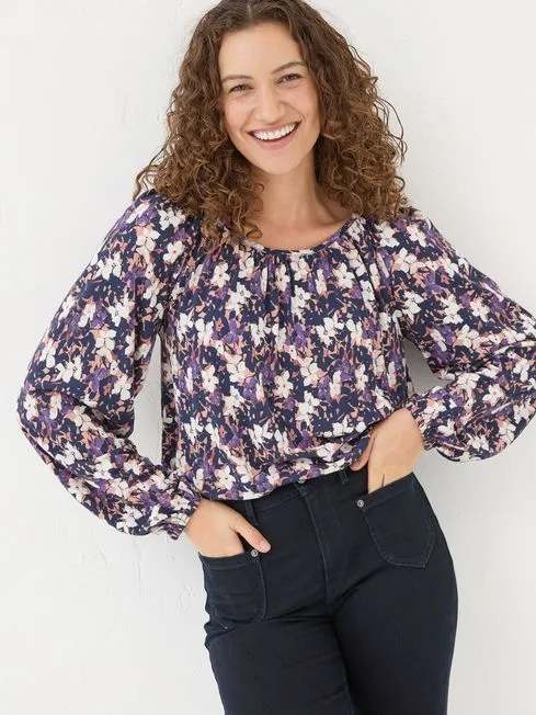 Women Fatface Tops and TShirts Lily Multi Floral Top Women Fatface Tops and TShirts Lily Multi Floral Top