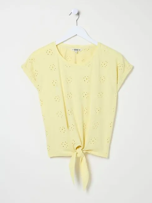 Women Fatface Tops and TShirts Roisin Yellow Tie Front Top Women Fatface Tops and TShirts Roisin Yellow Tie Front Top