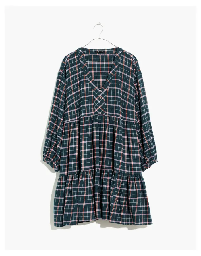 Women Flannel Colette Mini Dress In Plaid Midnight Green Madewell Dresses Women Flannel Colette Mini Dress In Plaid Midnight Green Madewell Dresses