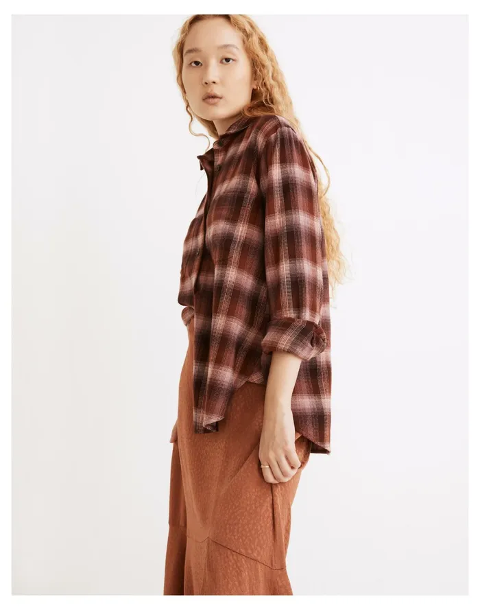 Women Flannel Oversized Ex Boyfriend Swing Shirt In Buffalo Check Faded Fig Madewell Tops and Shirts Women Flannel Oversized Ex Boyfriend Swing Shirt In Buffalo Check Faded Fig Madewell Tops and Shirts