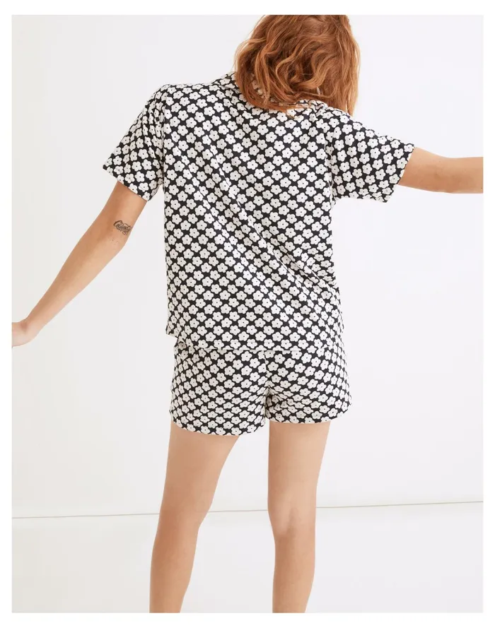 Women Floral Check Jacquard Knit Camp Shirt Dark Nightfall Madewell Tees Women Floral Check Jacquard Knit Camp Shirt Dark Nightfall Madewell Tees